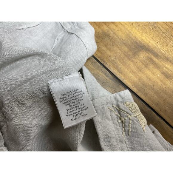 Johnny Was JW Los Angeles Linen Pants Embroidered Size Medium Beige - Picture 11 of 11